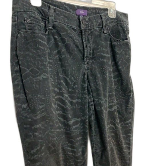 NYDJ Skinny Animal Print Lift Tuck Technology Charcoal Gray Black Size 10 - Picture 4 of 13